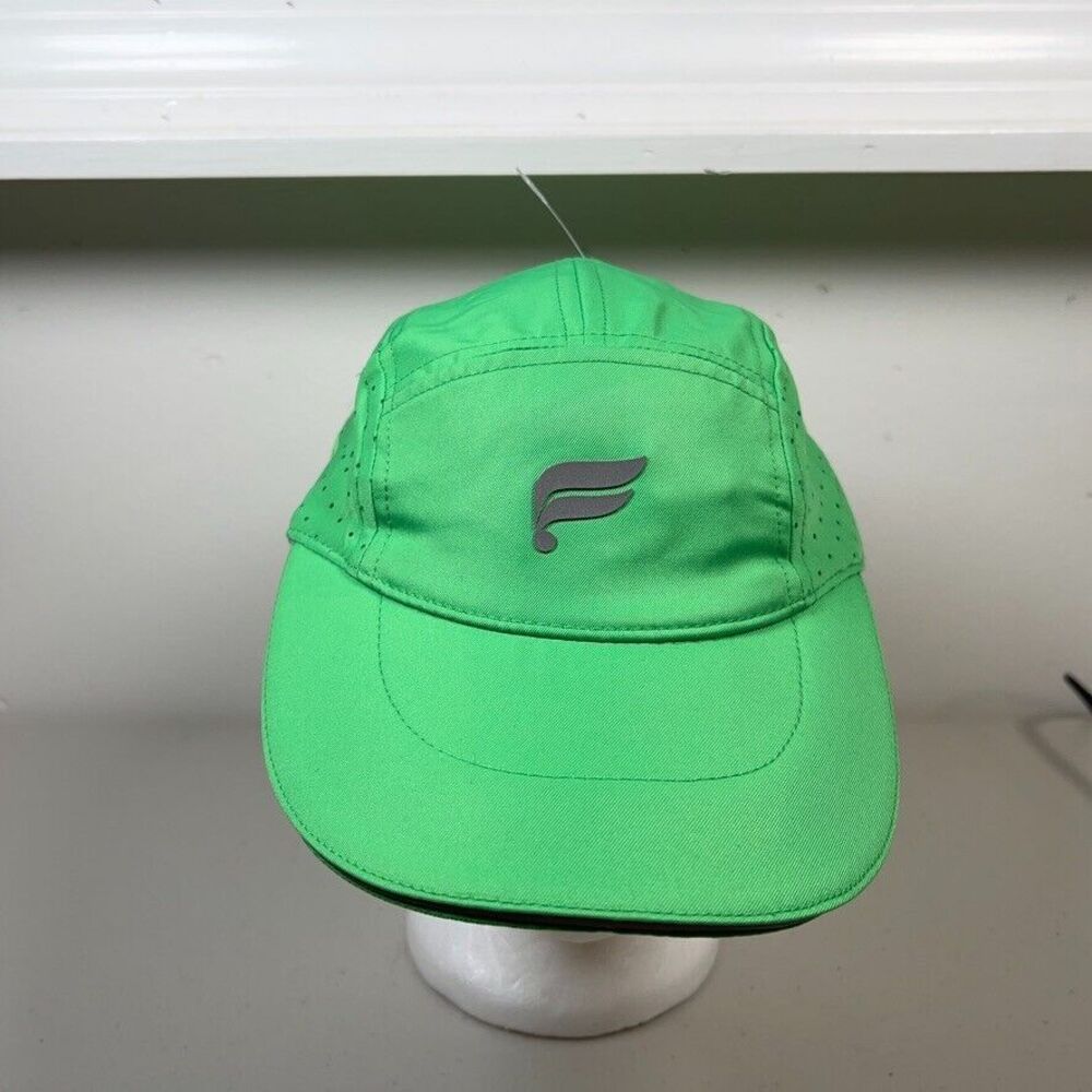 Fabletics Hat Mens Adjustable Green Neon 5 Panel Perforated Spring Leaf Camp